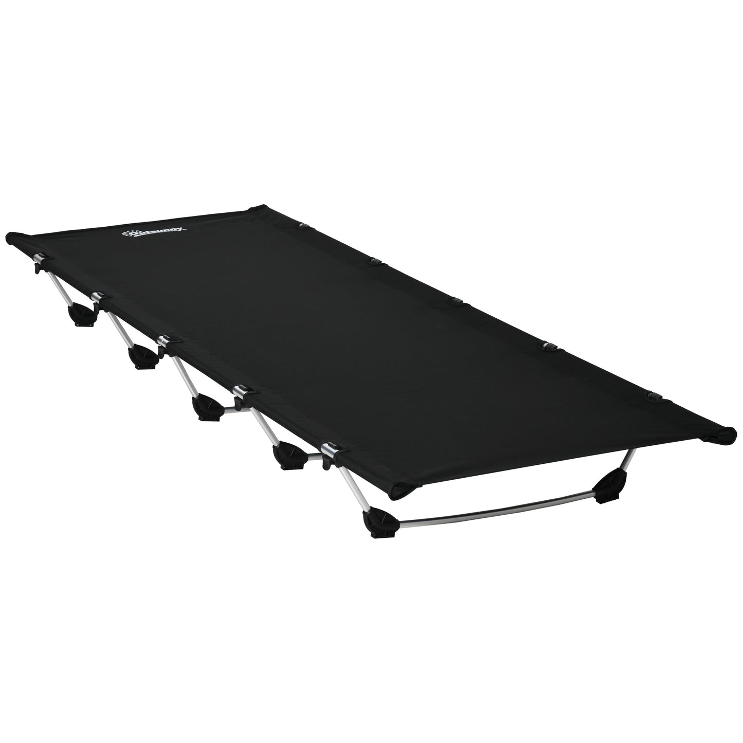 Outsunny Lightweight Camping Bed, Aluminium Portable Camp Cot w/ Strong Support 150kg and Carry Bag for Camping