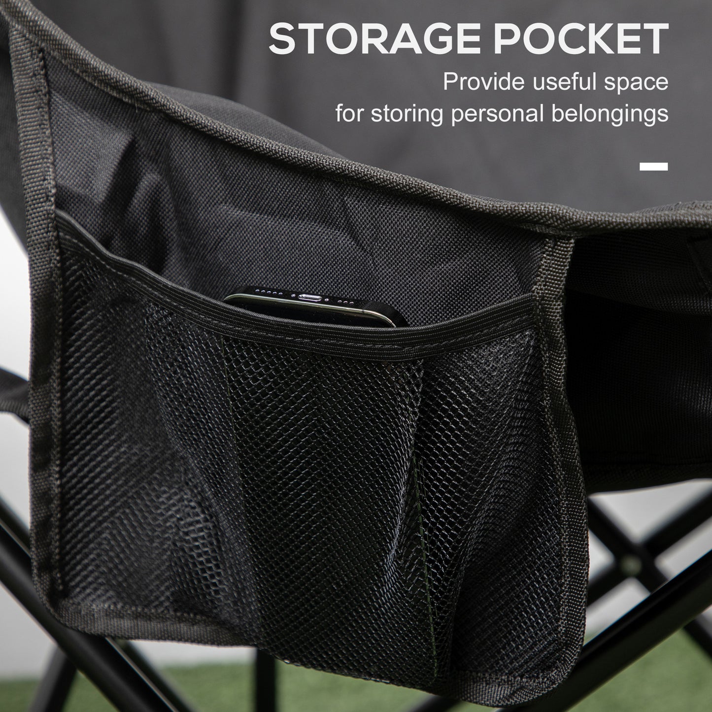 Outsunny Camping Chair, Lightweight Folding Chair with Carrying Bag and Storage Pocket, Perfect for Festivals, Fishing, Beach and Hiking