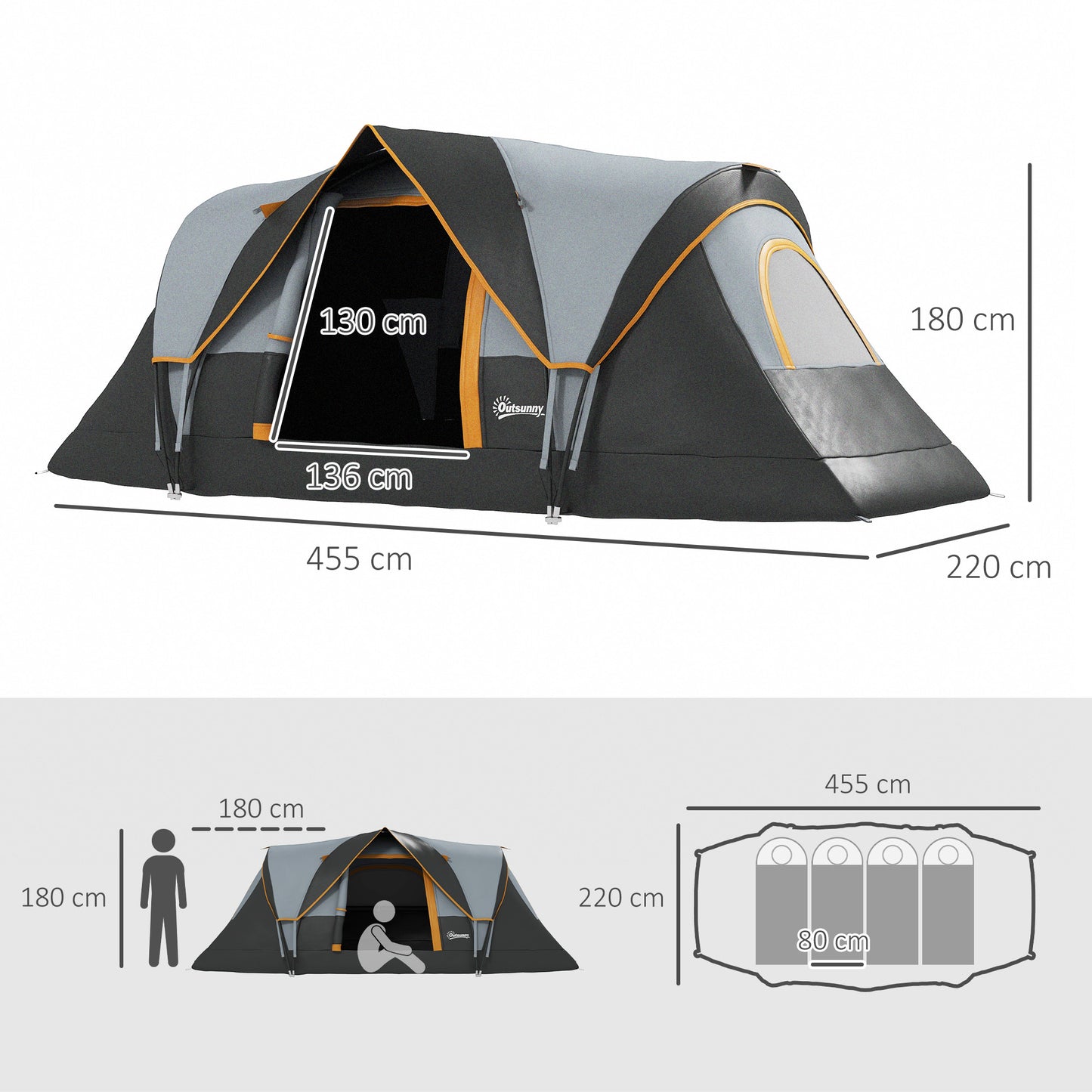 Outsunny 5-6 Man Dome Camping Tent