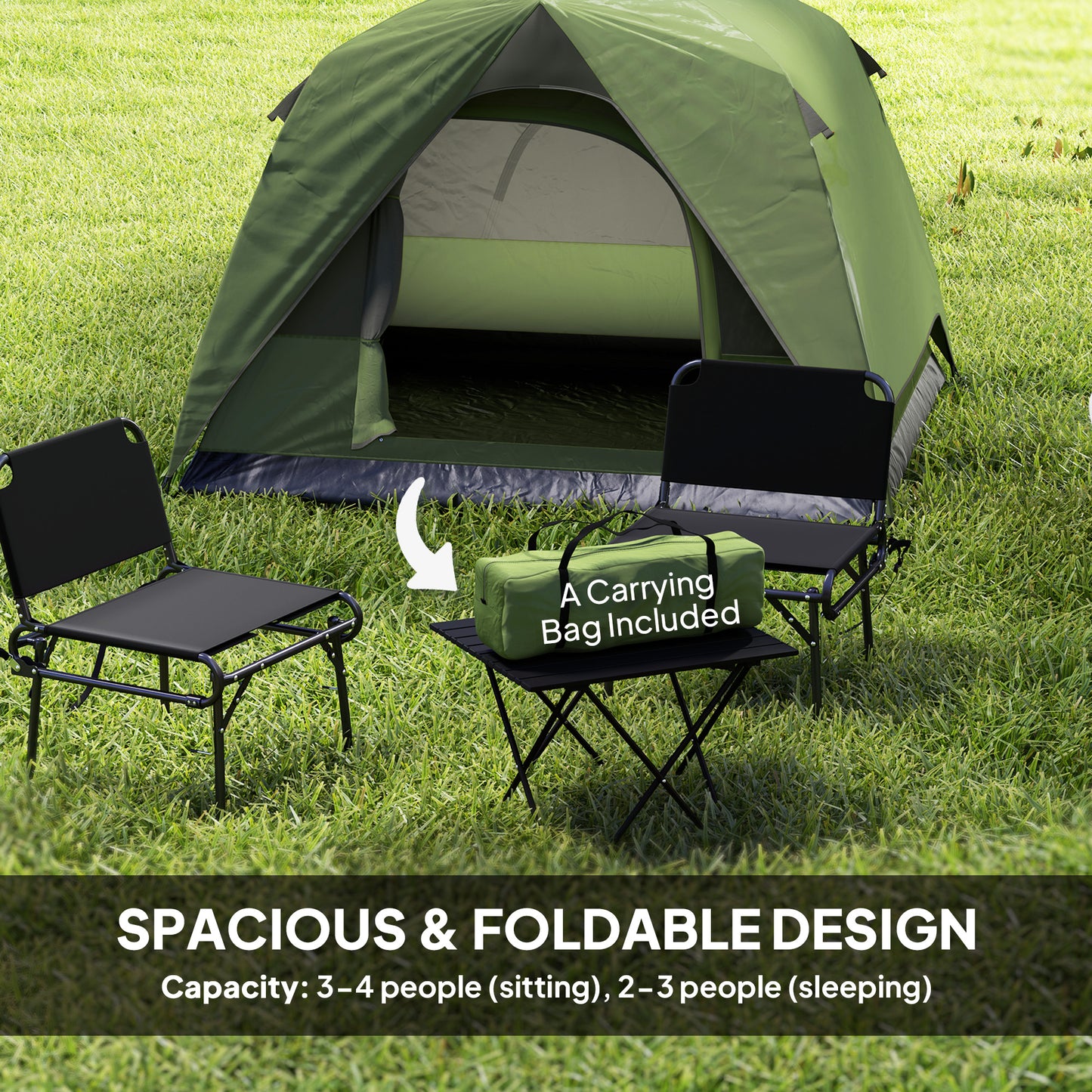 Outsunny 3-4 Person Camping Tent, Easy Set Up Waterproof Dome Tent with Sewn-in Groundsheet, Mesh Windows, Pocket and Hook for Camping, Hiking, Backpacking