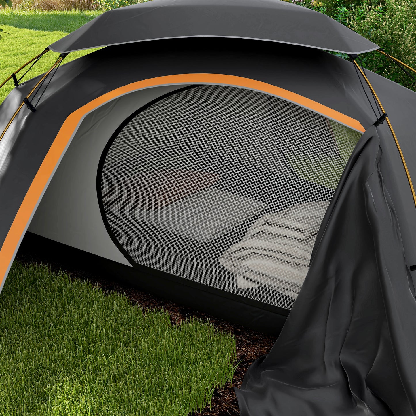 Outsunny Aluminium Frame Camping Tent Dome Tent with Removable Rainfly, 2000mm Waterproof, for 1-2 Man