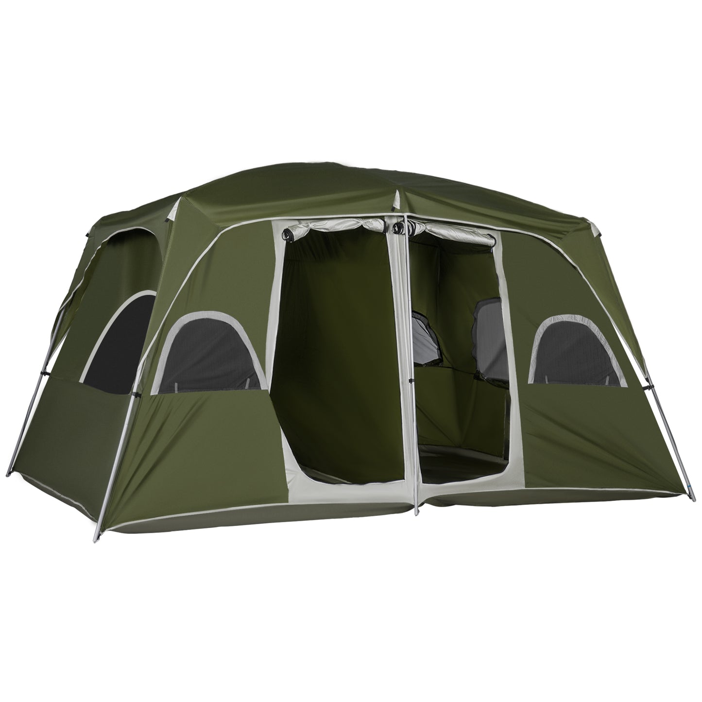 Outsunny Camping Tent, Family Tent 4-8 Person 2 Room, with Large Mesh Windows, Easy Set Up for Backpacking Hiking Outdoor