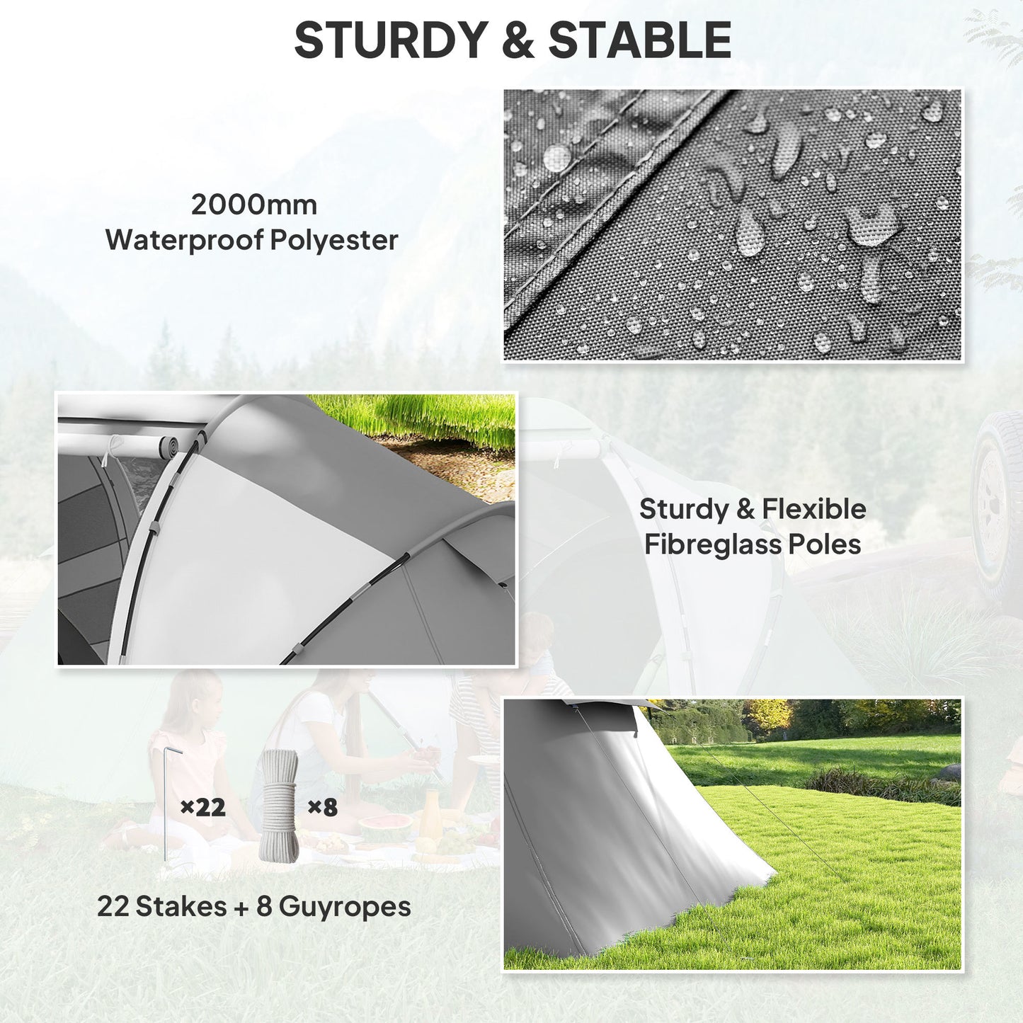 Outsunny 4-6 Man UV Protection Camping Tent