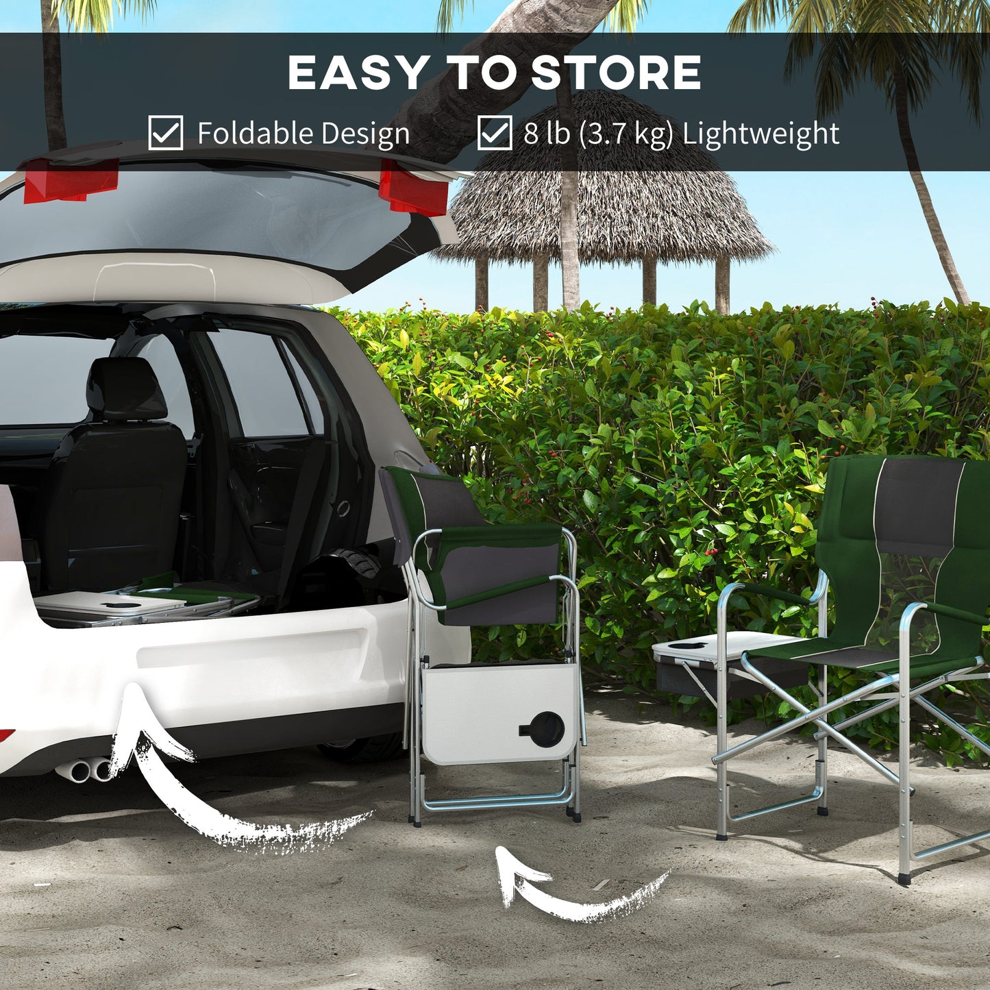 Outsunny Folding Aluminium Camping Chair, with Cooler Bag Table