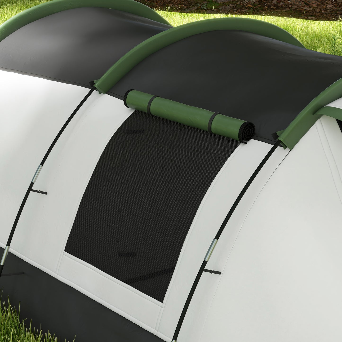 Outsunny Three-Man Camping Tent, with Two Rooms and Porch