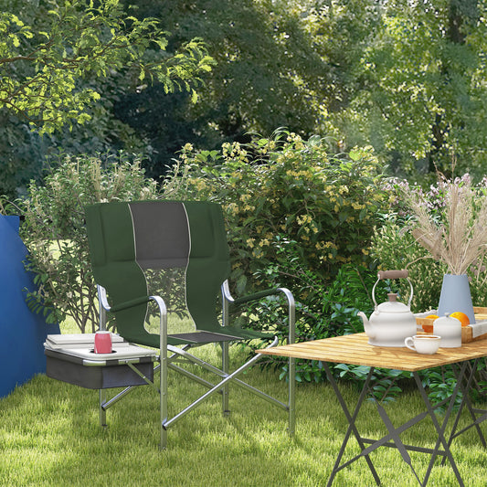 Outsunny Folding Aluminium Camping Chair, with Cooler Bag Table