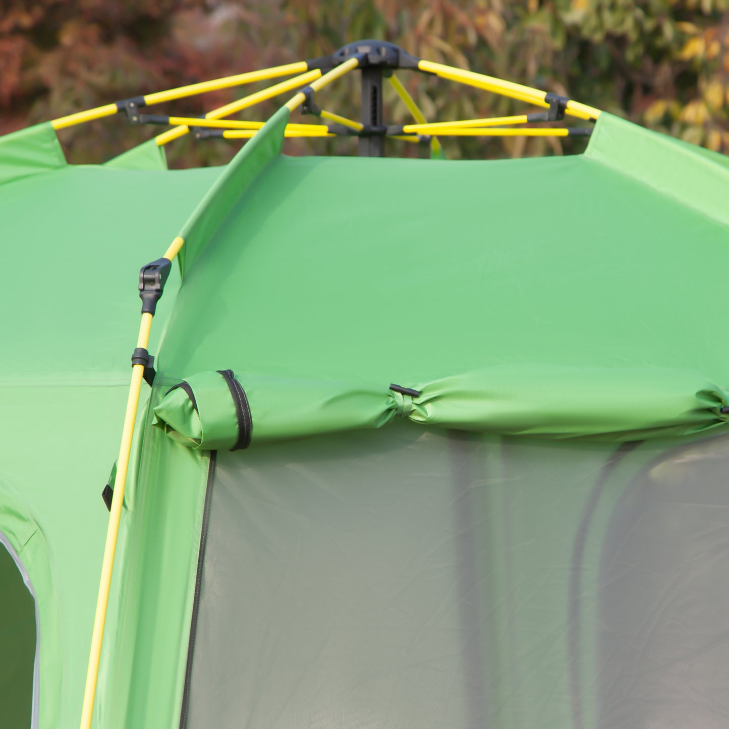 Outsunny 6 Person Pop Up Camping Tent, 2-Tier Design Backpacking Tent with 4 Windows 2 Doors Portable Carry Bag for Fishing Hiking, Green