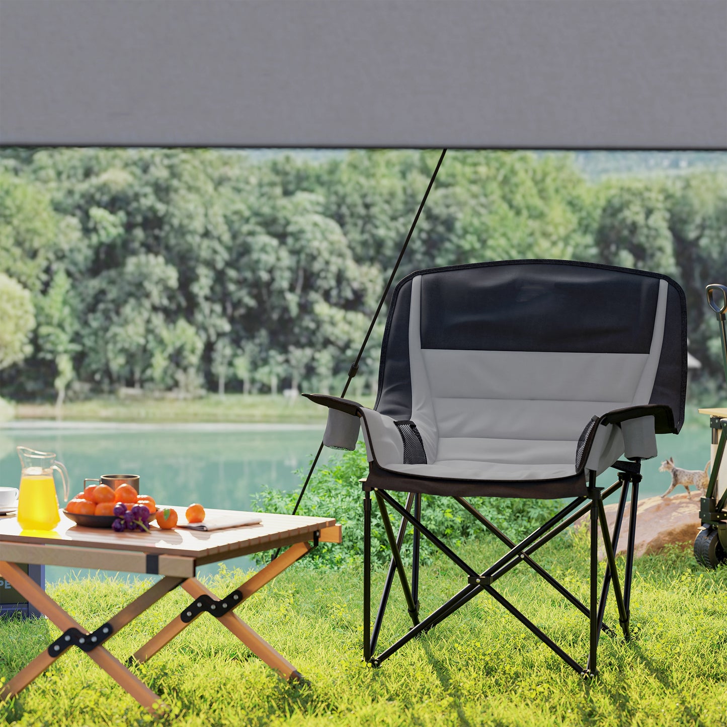 Outsunny Portable Padded Camping Chair, with Bag