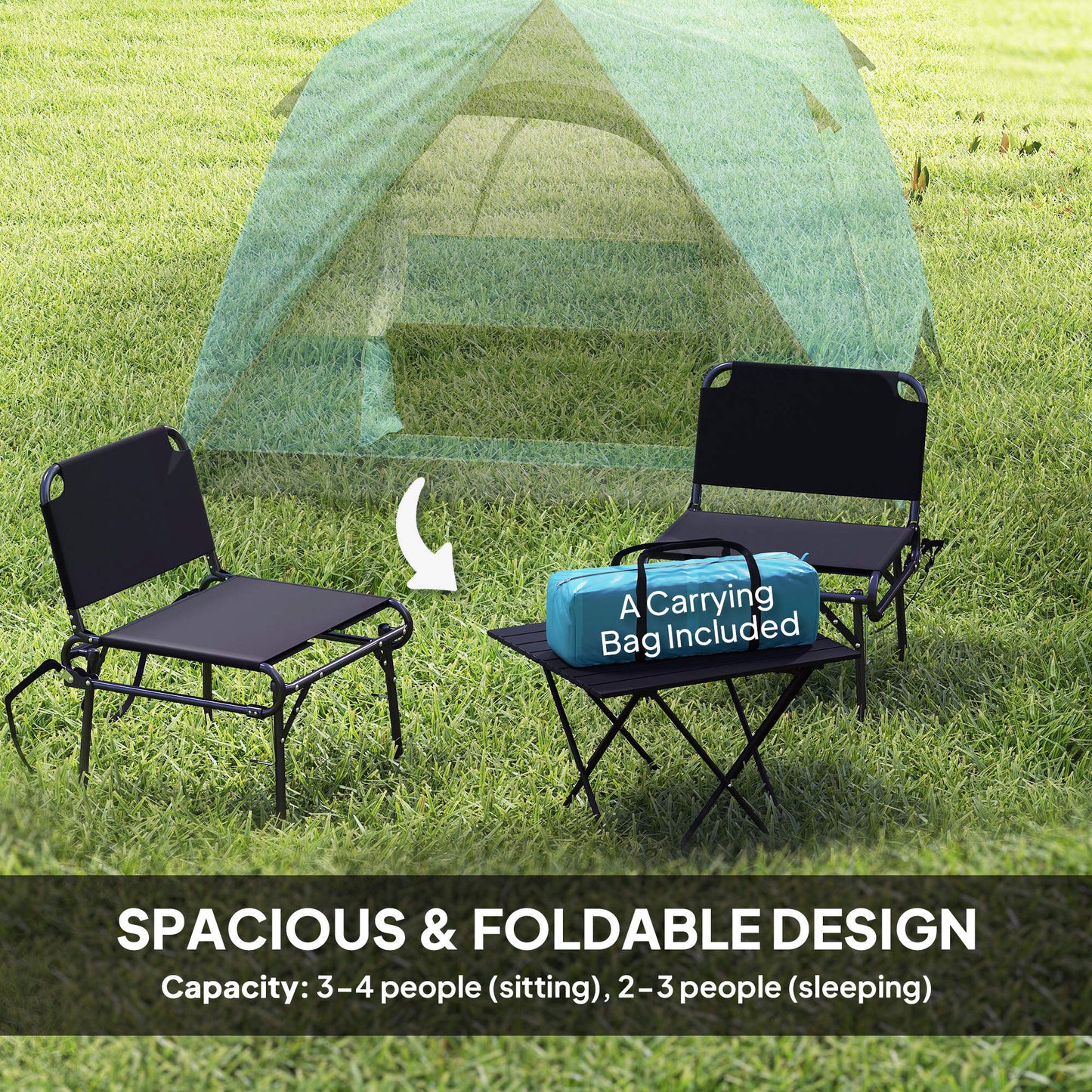 Outsunny 3-4 Person Camping Tent, Easy Set Up Waterproof Dome Tent with Sewn-in Groundsheet, Mesh Windows, Pocket and Hook for Camping, Hiking, Backpacking