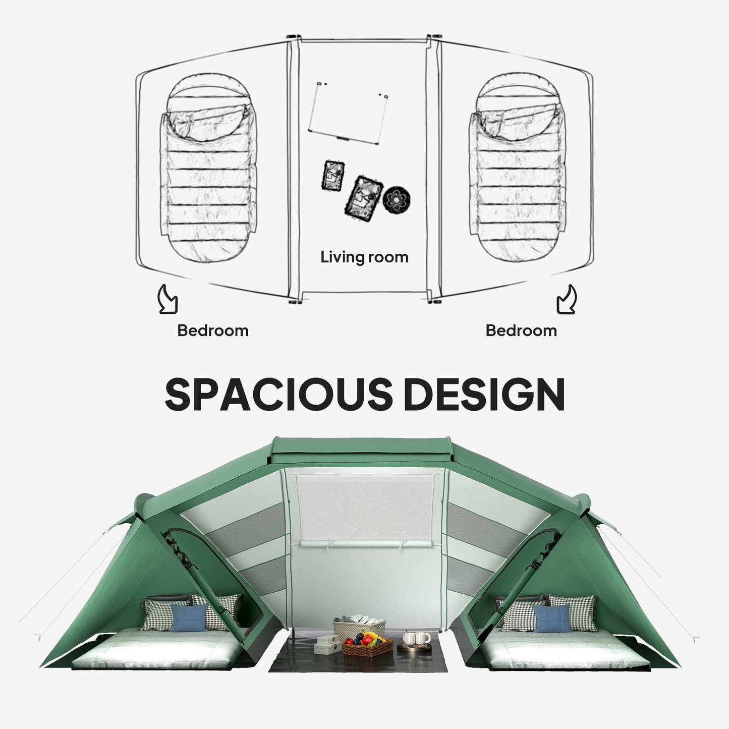 Outsunny 4-6 Man UV Protection Camping Tent