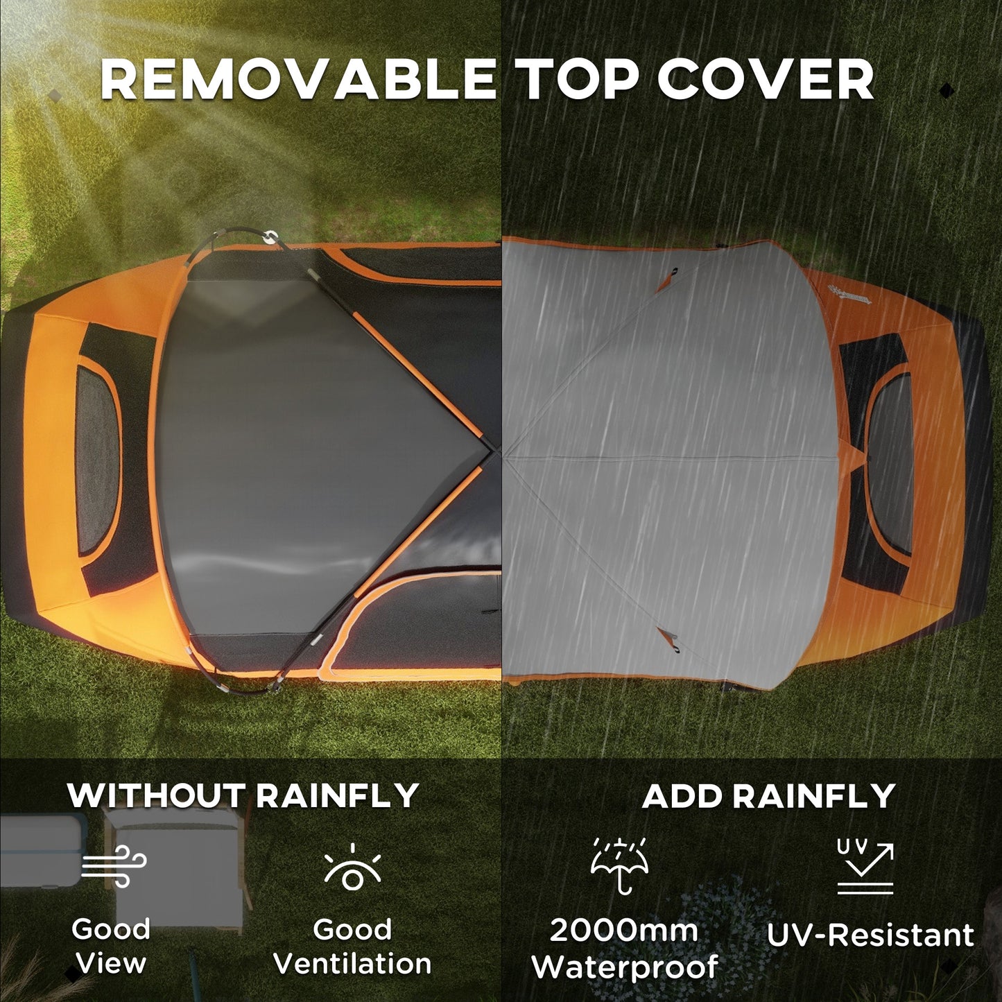 Outsunny Six-Man Tent, with Two Rooms, Small Rainfly and Accessories