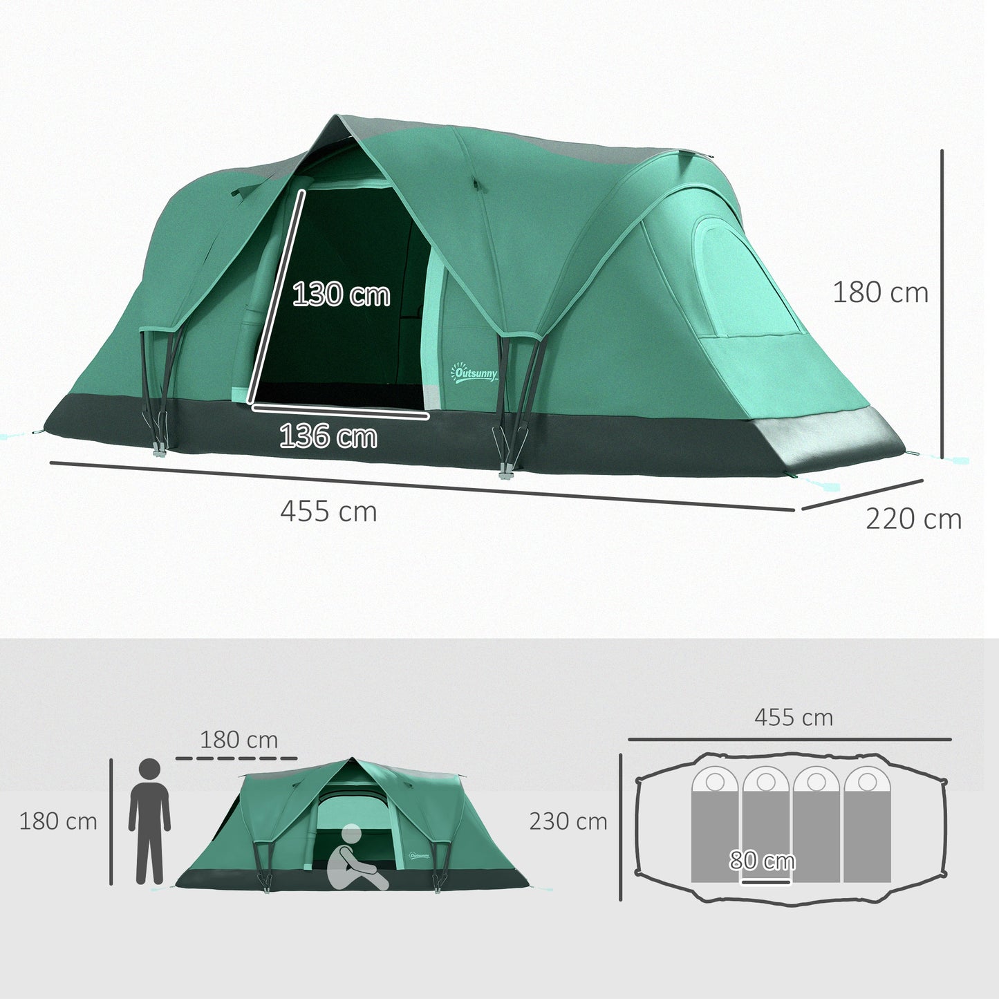 Outsunny 5-6 Man Dome Camping Tent