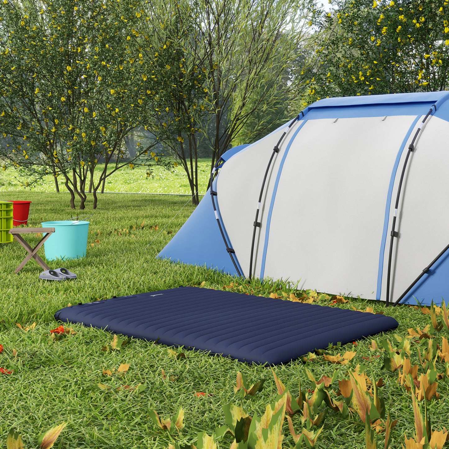 Outsunny Double Inflatable Mattress, with Built-In Pump