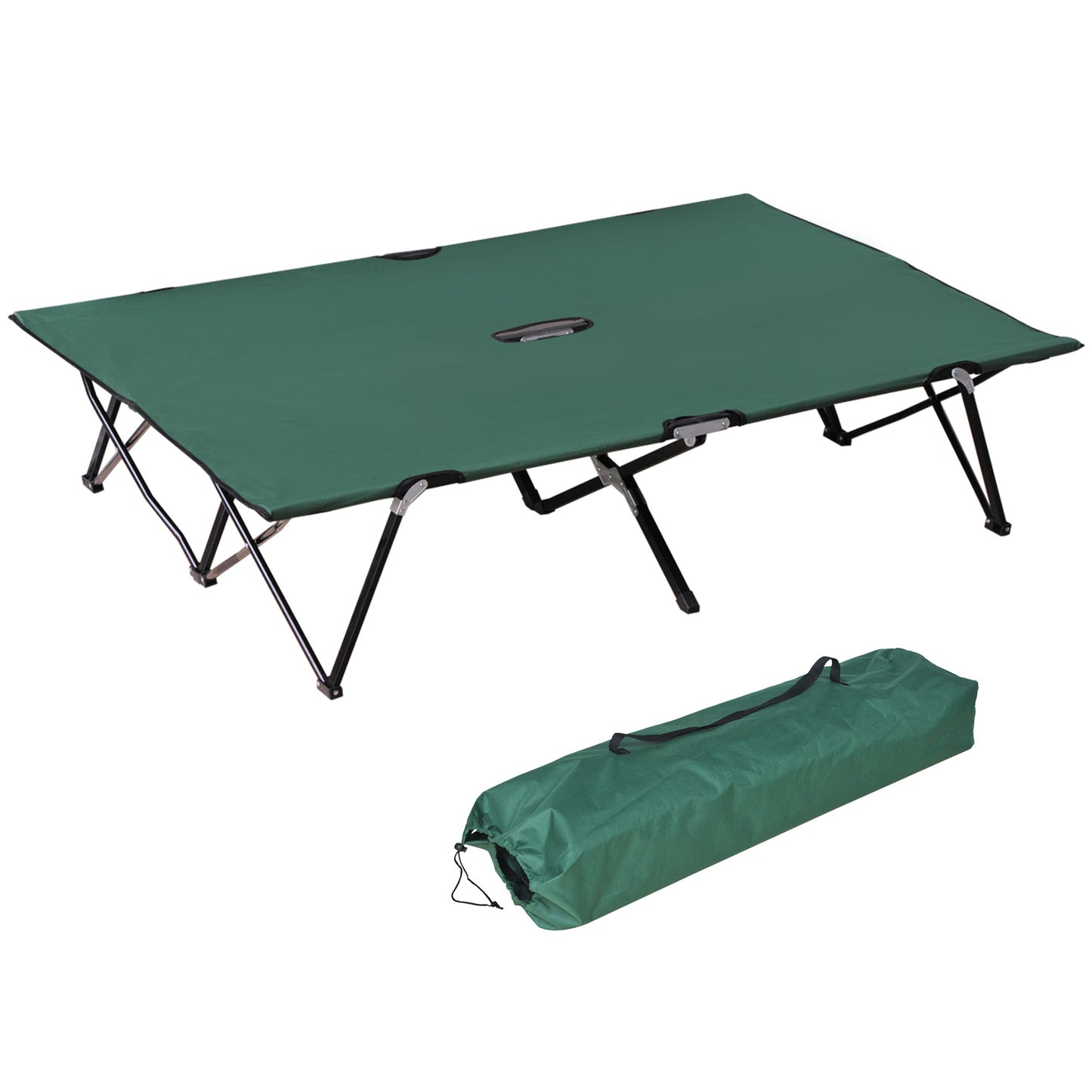 Outsunny Double Camping Cot Bed, with Bag