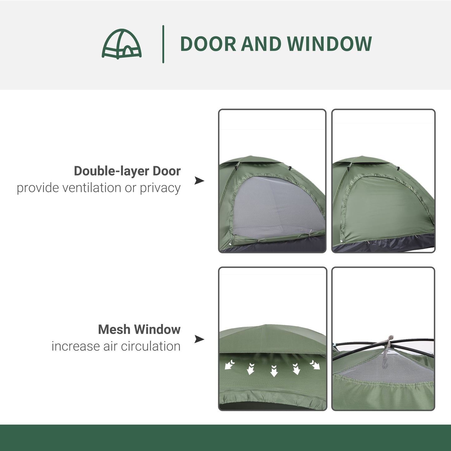 Outsunny 2 Person Camping Tent, Camouflage Tent with Zipped Doors, Storage Pocket, Portable Handy Bag
