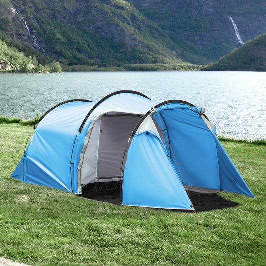 Outsunny 2-3 Man Tunnel Tent with Vestibule, Weather-Resistant Camping Tent with Air Vents for Fishing Hiking