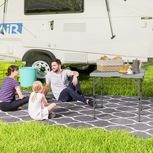 Outsunny 3ft Folding Camping Table, Heavy Duty Picnic Table with 2 Adjustable Height for Indoor Outdoor Garden, Party, BBQ