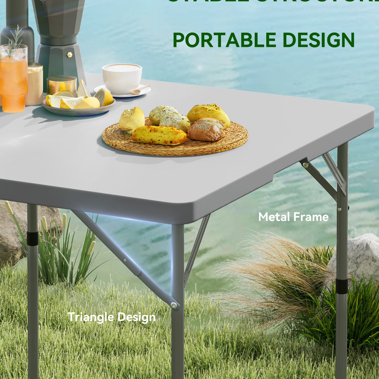 Outsunny 3ft Folding Camping Table, Heavy Duty Picnic Table with 2 Adjustable Height for Indoor Outdoor Garden, Party, BBQ