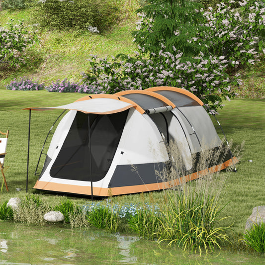 Outsunny Three-Man Camping Tent, with Two Rooms and Porch