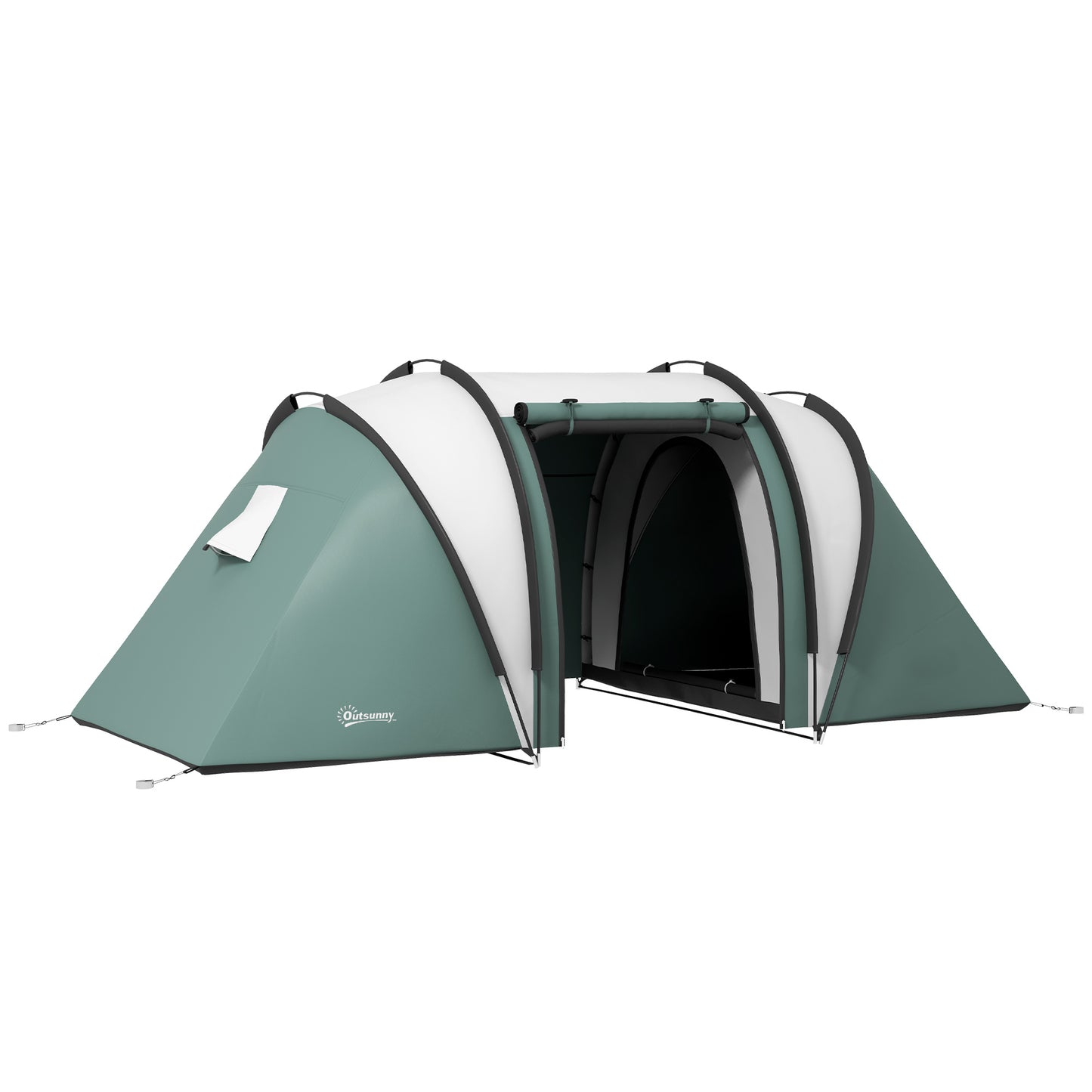 Outsunny Camping Tent with 2 Bedrooms and Living Area, 3000mm Waterproof Family Tent, for Fishing Hiking Festival