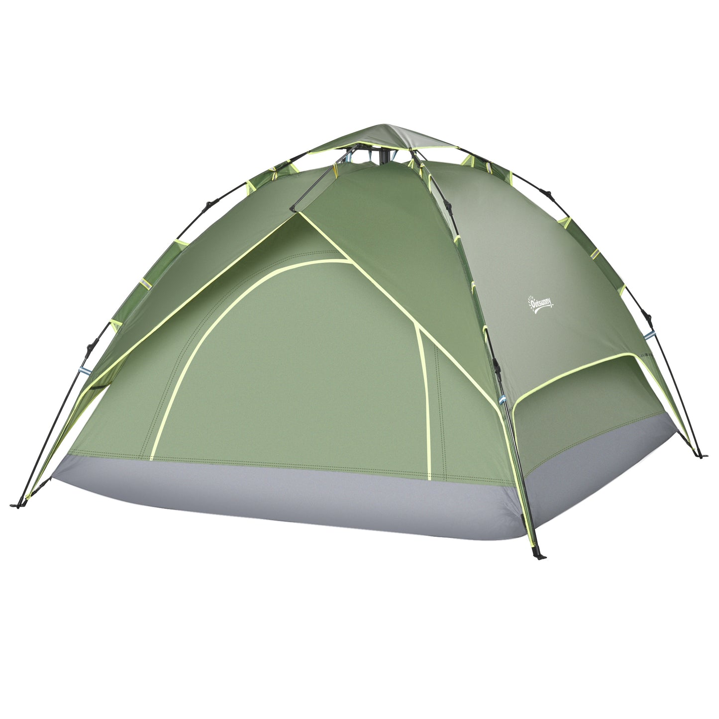 Outsunny 3 Man Camping Tent Automatic Pop Up Tent Portable Double Layer for Festival Hiking Family Travel Shelter
