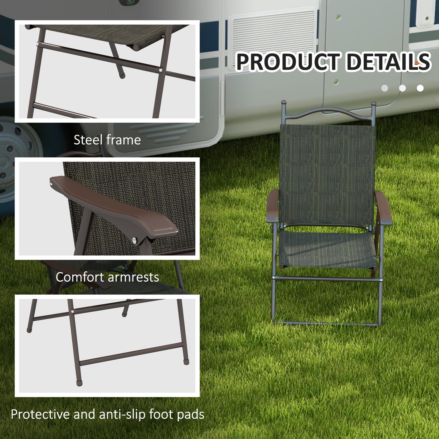 Outsunny Set of Two Folding Garden Chairs, with Fabric Mesh Seats