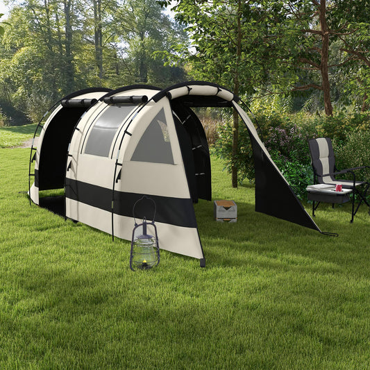 Outsunny Four Man, Two Room Blackout Tent, with Accessories