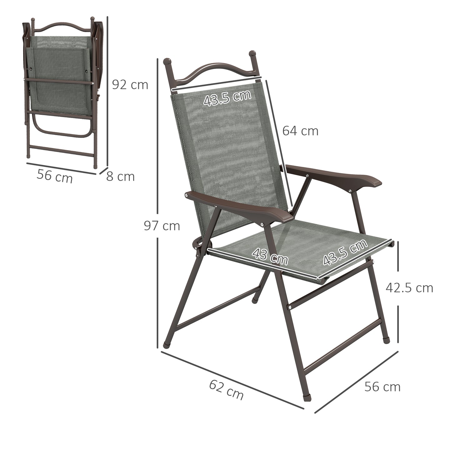 Outsunny Set of Two Folding Garden Chairs, with Fabric Mesh Seats
