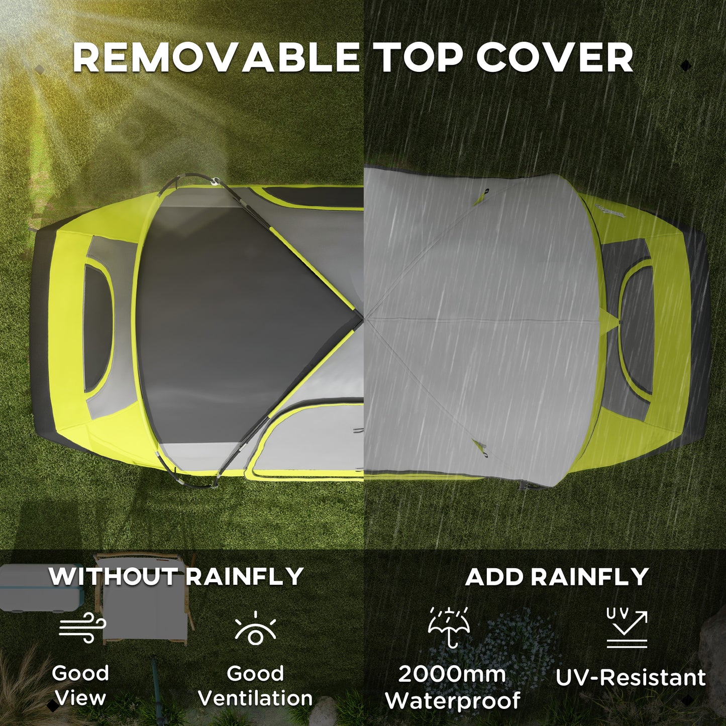 Outsunny Camping Tent for 6-8 Man with 2000mm Waterproof Rainfly and Carry Bag for Fishing Hiking Festival