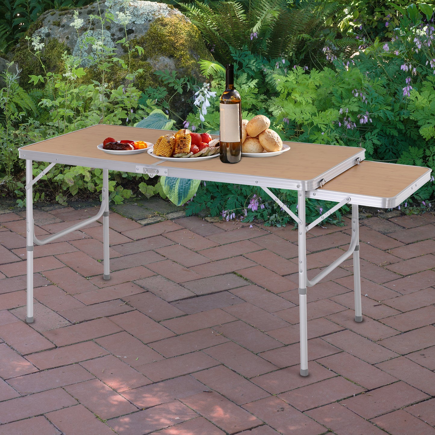 Outsunny Aluminium MDF-Top 4ft Folding Portable Outdoor Table