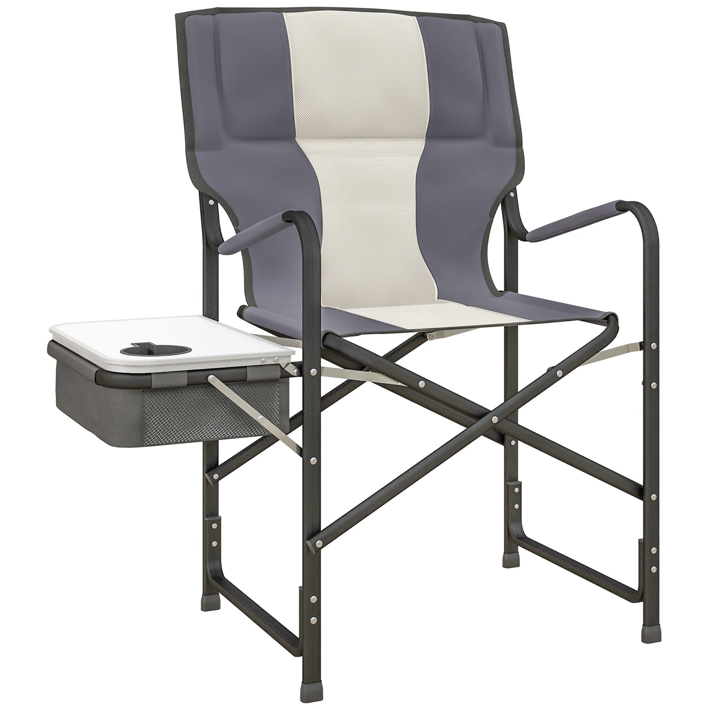 Outsunny Folding Aluminium Camping Chair, with Cooler Bag Table