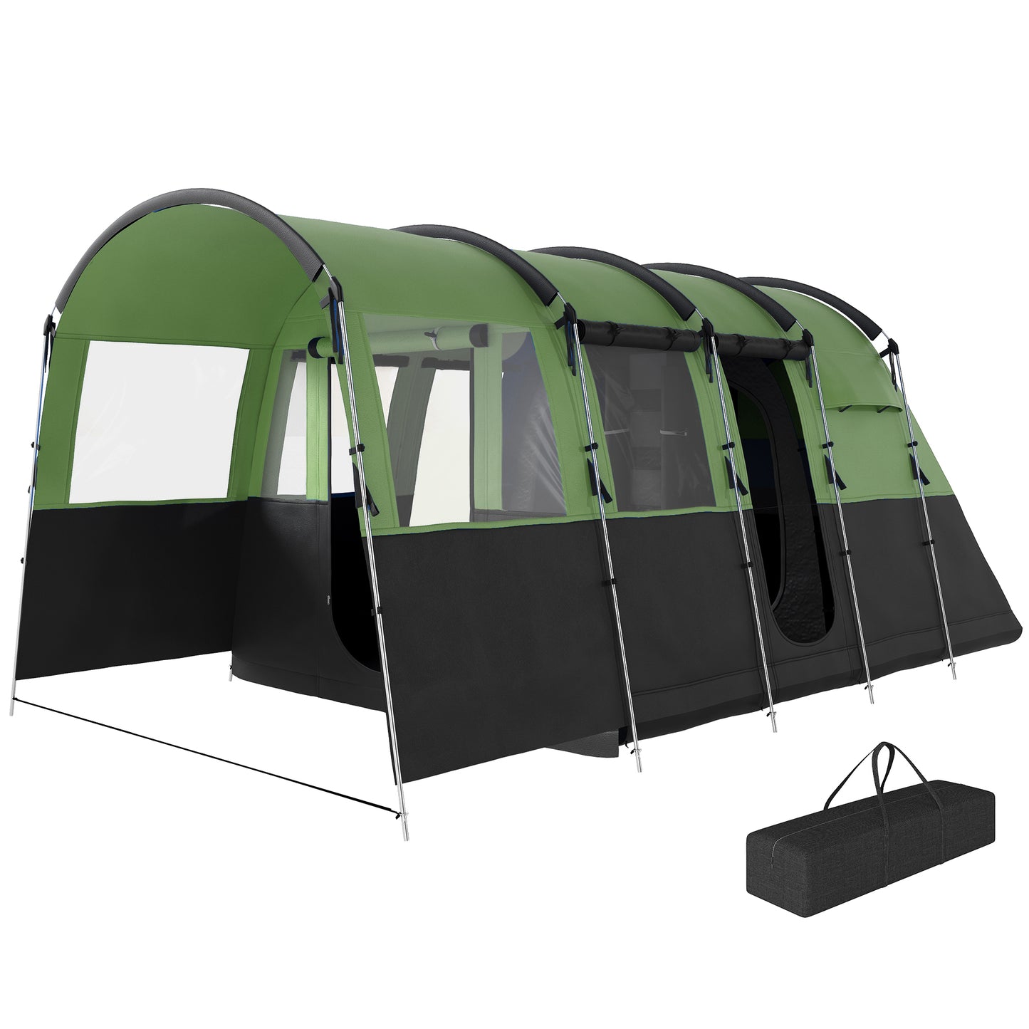 Outsunny 8-Person Camping Tent, Waterproof Family Tent, Tunnel Design, 4 Large Windows, Sleeping Cabins 3000mm Water Column
