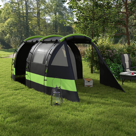 Outsunny Four Man, Two Room Blackout Tent, with Accessories