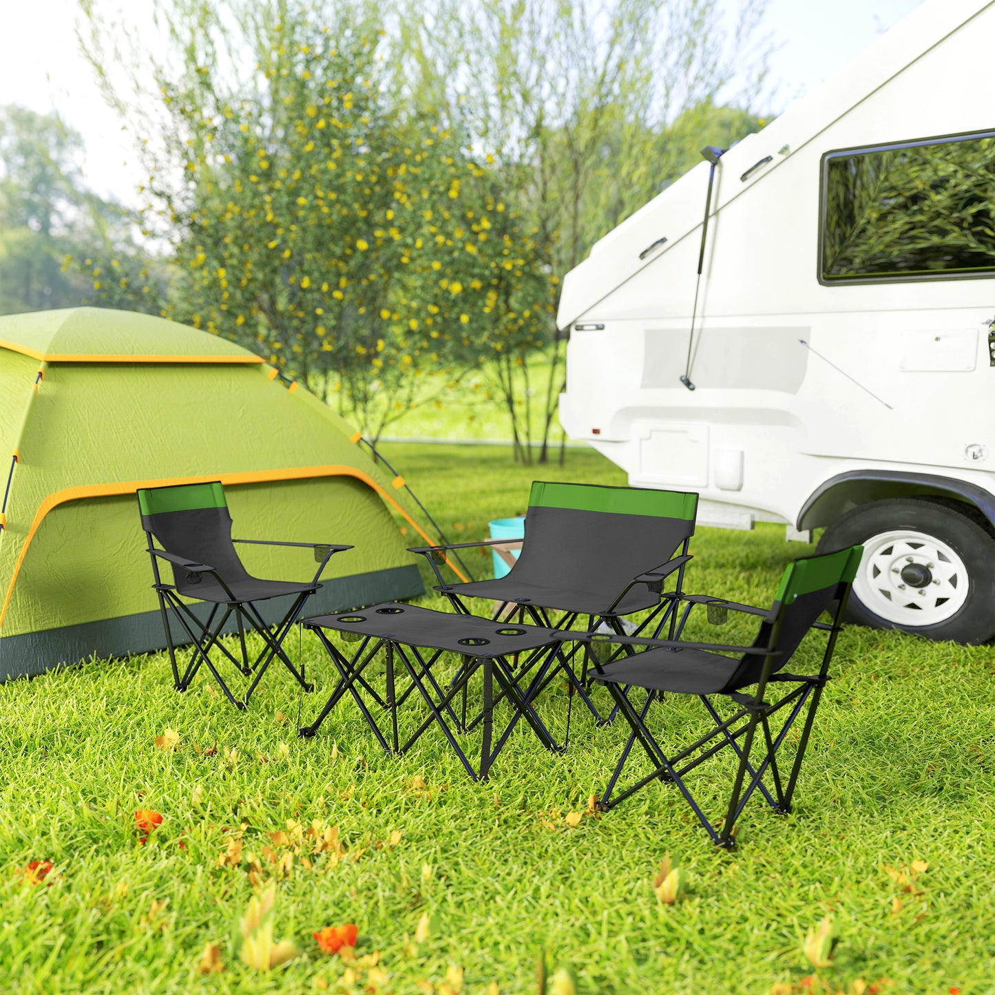 Outsunny Four-Piece Portable Picnic Table Set
