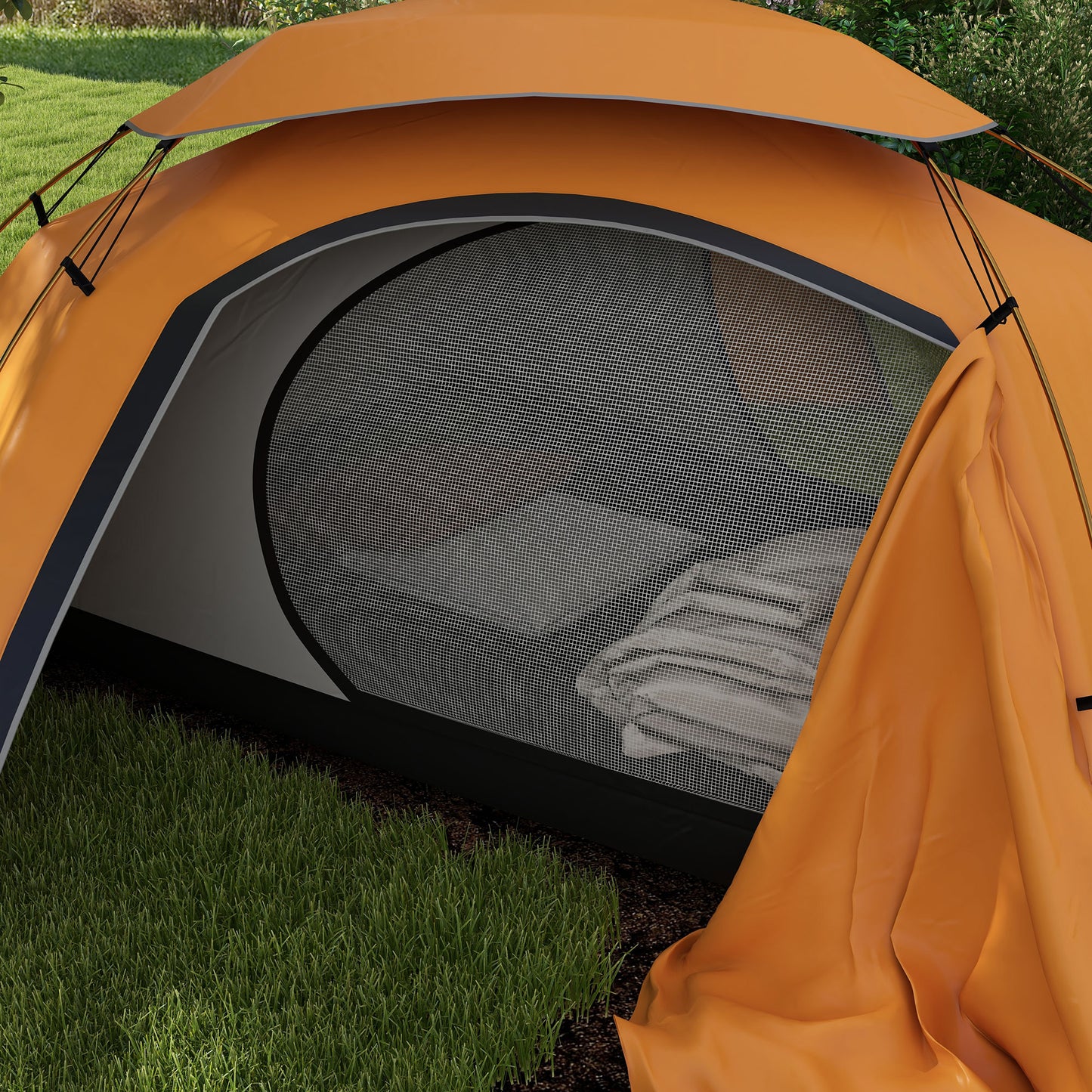 Outsunny Aluminium Frame Camping Tent Dome Tent with Removable Rainfly, 2000mm Waterproof, for 1-2 Man