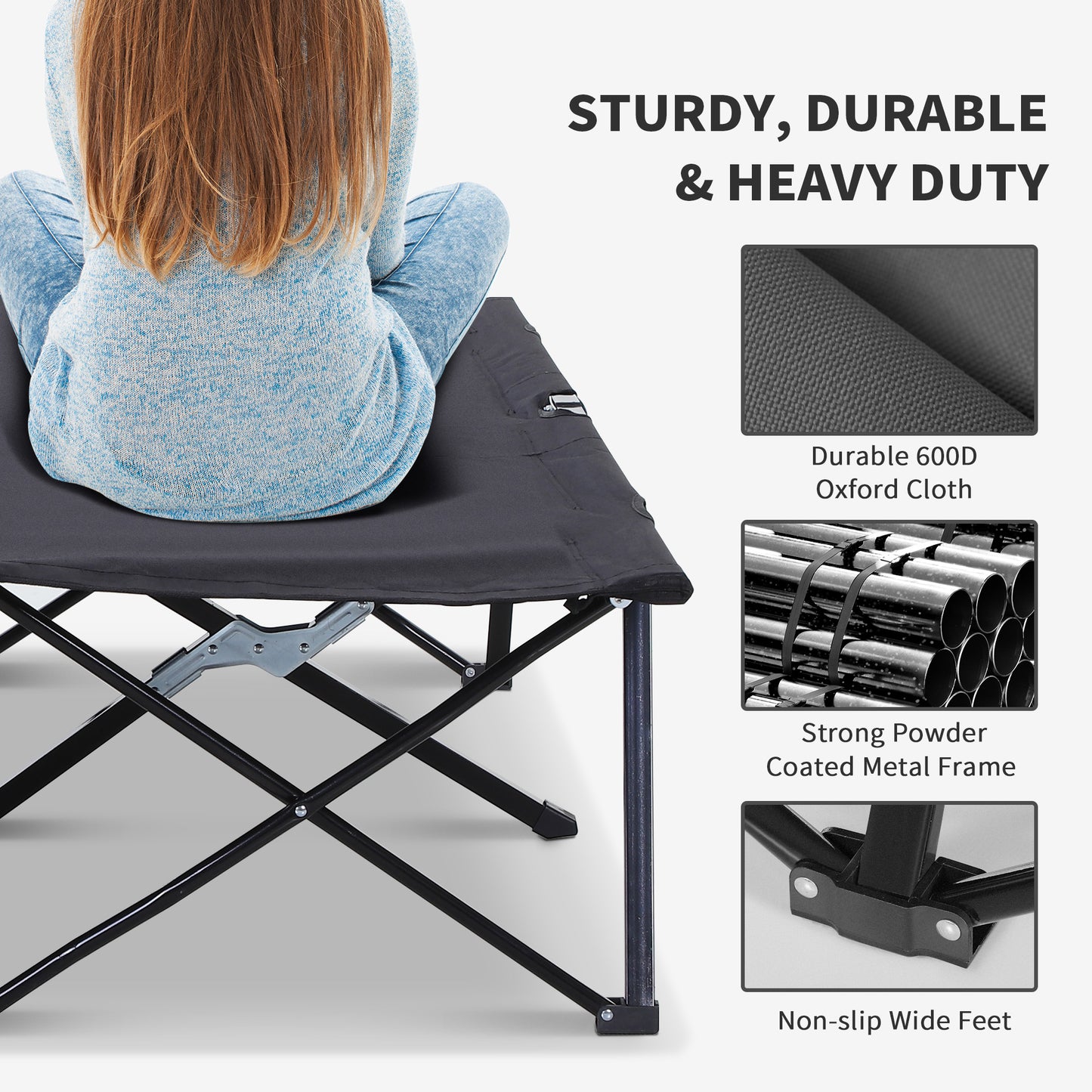 Outsunny Double Camping Cot Bed, with Bag