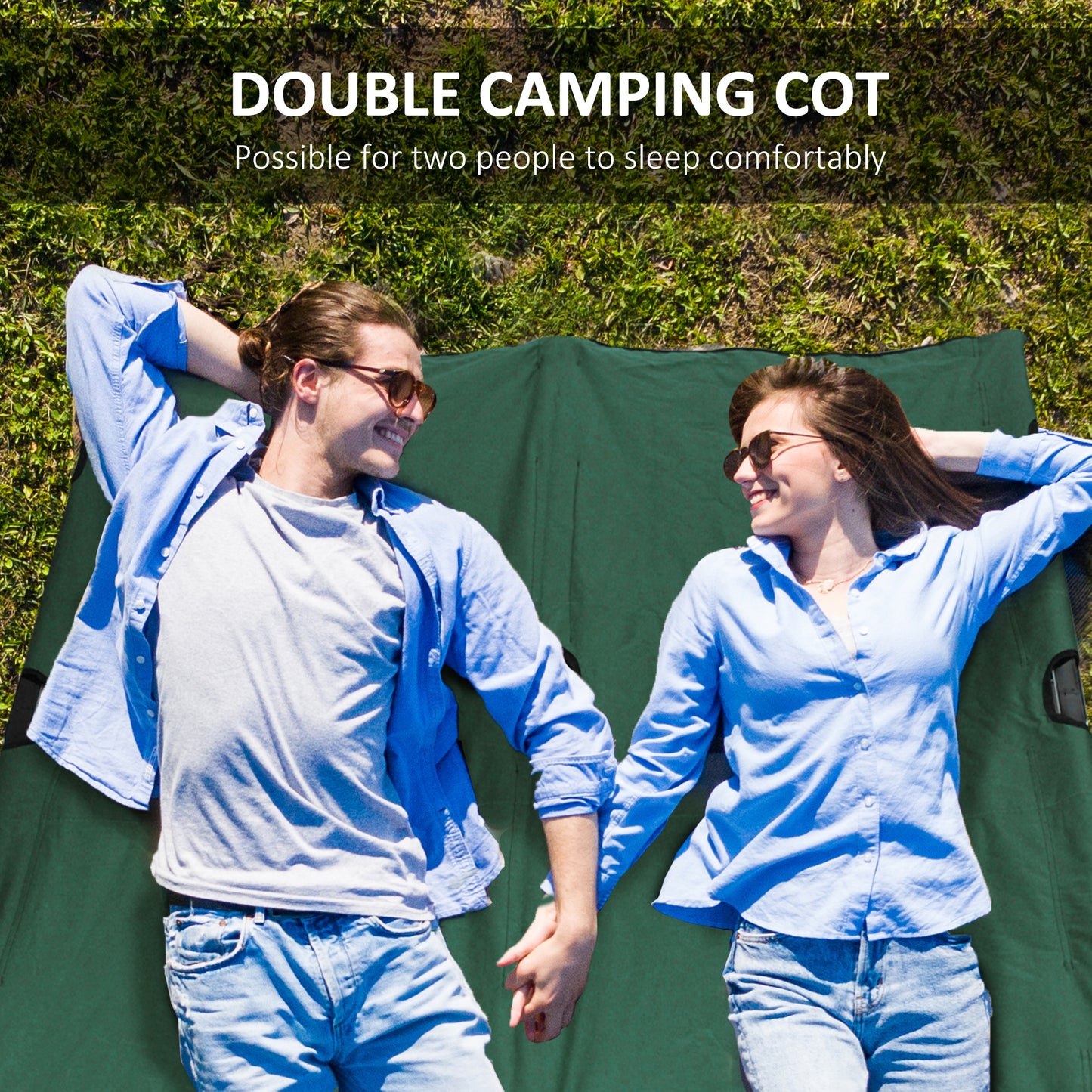 Outsunny Double Camping Cot Bed, with Bag