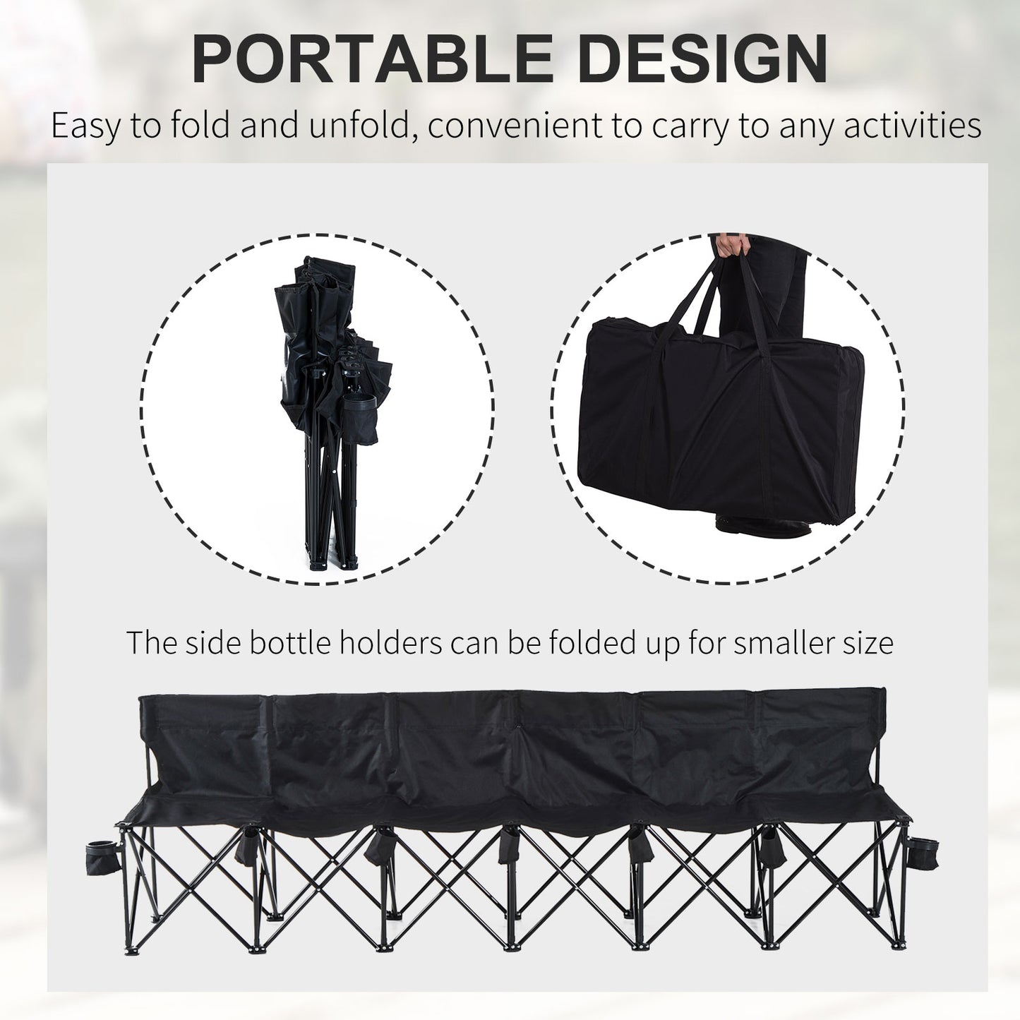 Outsunny 6 Seater Folding Camping Chair with Cup Holder & Carry Bag