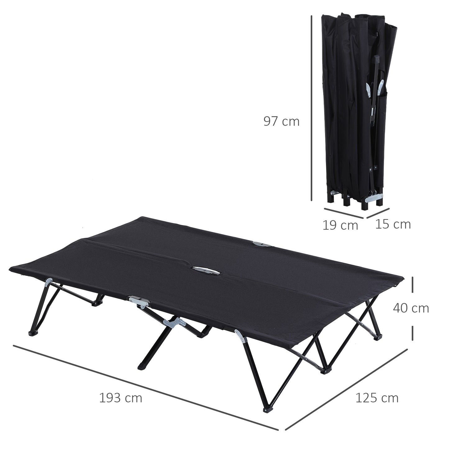 Outsunny Double Camping Cot Bed, with Bag