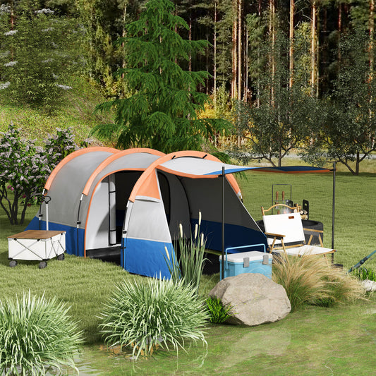 Outsunny Camping Tent, Large Tunnel Tent with Bedroom and Living Area, 2000mm Waterproof, Portable with Bag for 2-3 Man