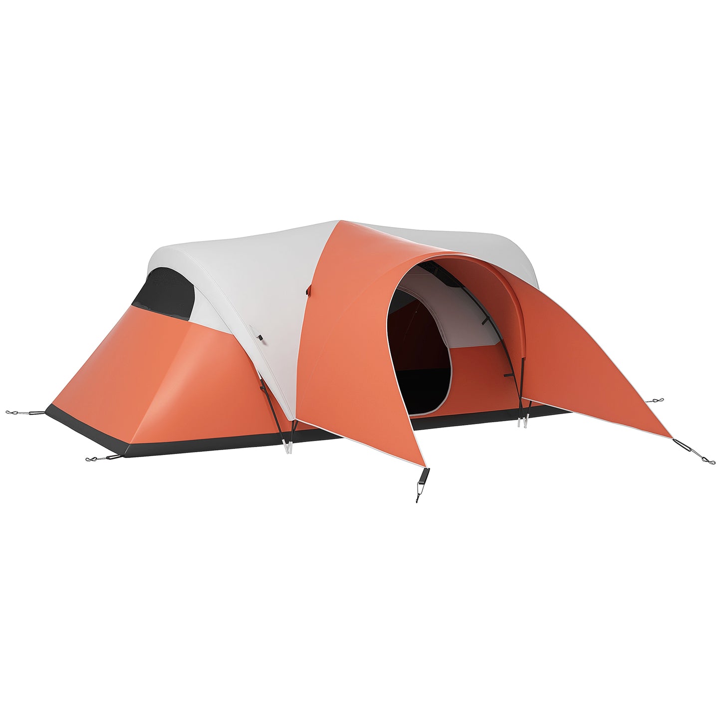 Outsunny 3000mm Waterproof Camping Tent for 5-6 Man, Family Tent with Porch and Sewn in Groundsheet, Portable with Bag