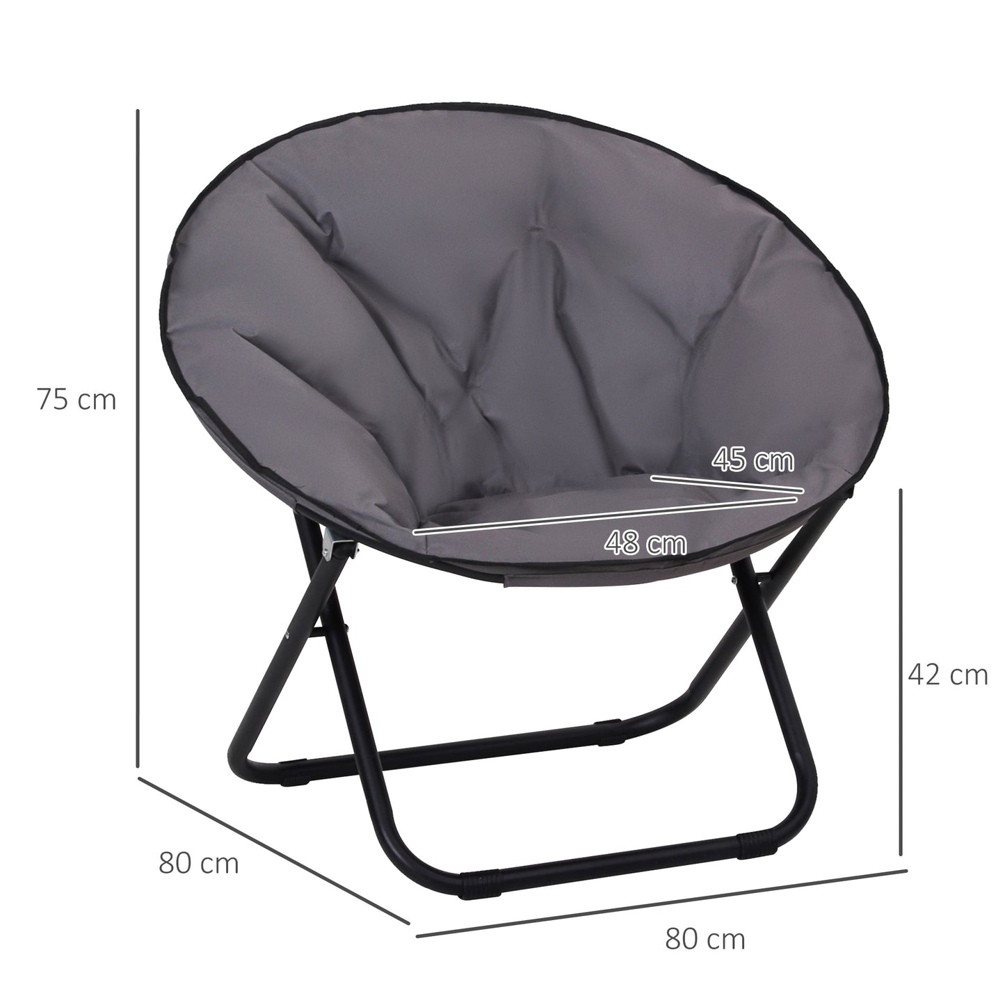 Outsunny Garden Folding Portable Padded Saucer Moon Chair Padded Round Outdoor Camping Travel Fishing Seat