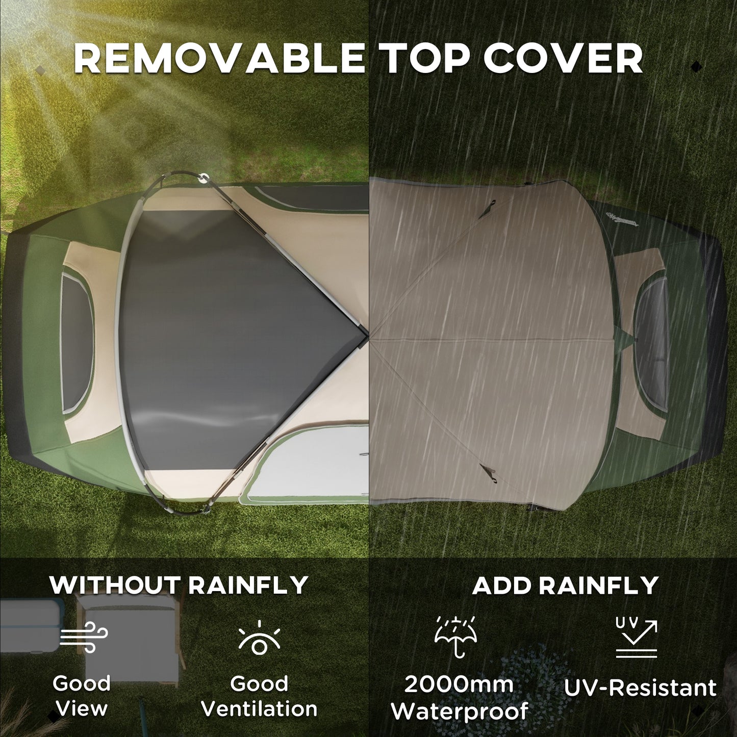 Outsunny Camping Tent for 6-8 Man with 2000mm Waterproof Rainfly and Carry Bag for Fishing Hiking Festival