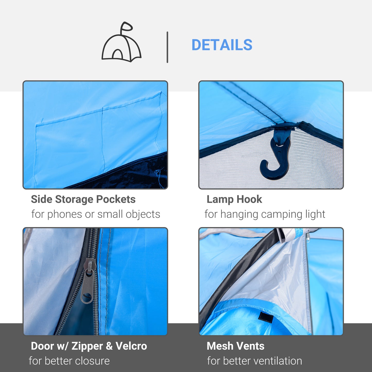 Outsunny 2-3 Man Tunnel Tent with Vestibule, Weather-Resistant Camping Tent with Air Vents for Fishing Hiking
