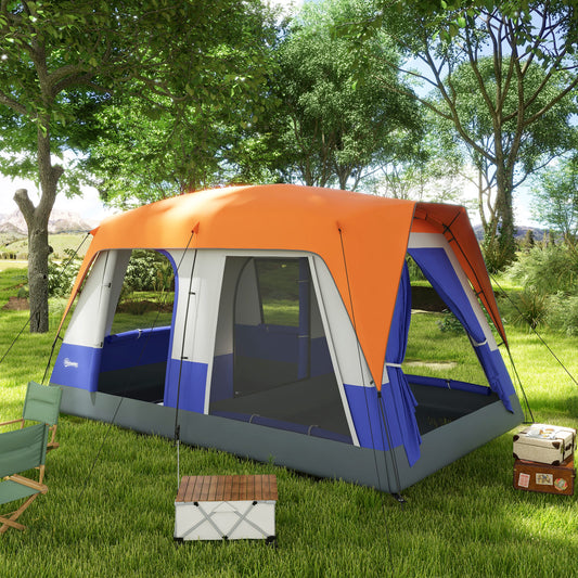 Outsunny Six-Man Camping Tent, with Small Rainfly and Accessories