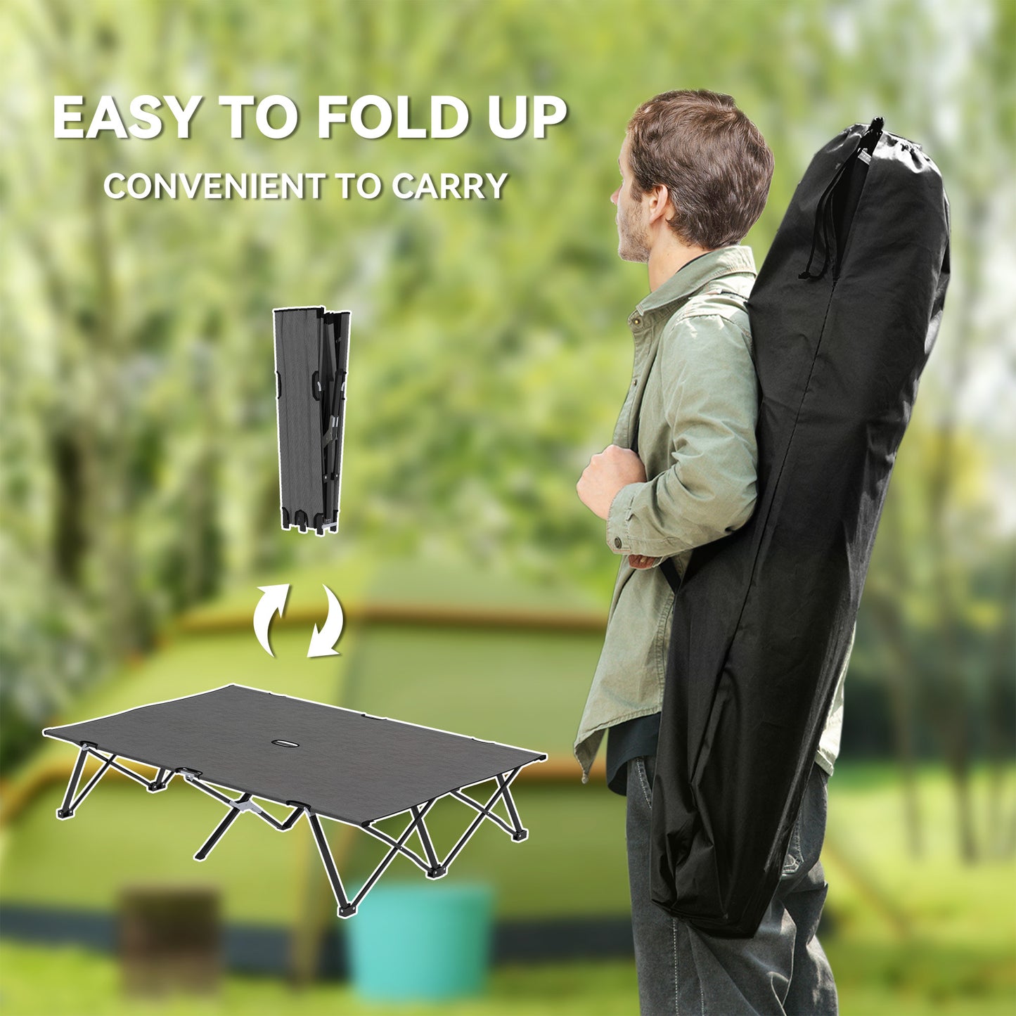 Outsunny Double Camping Cot Bed, with Bag