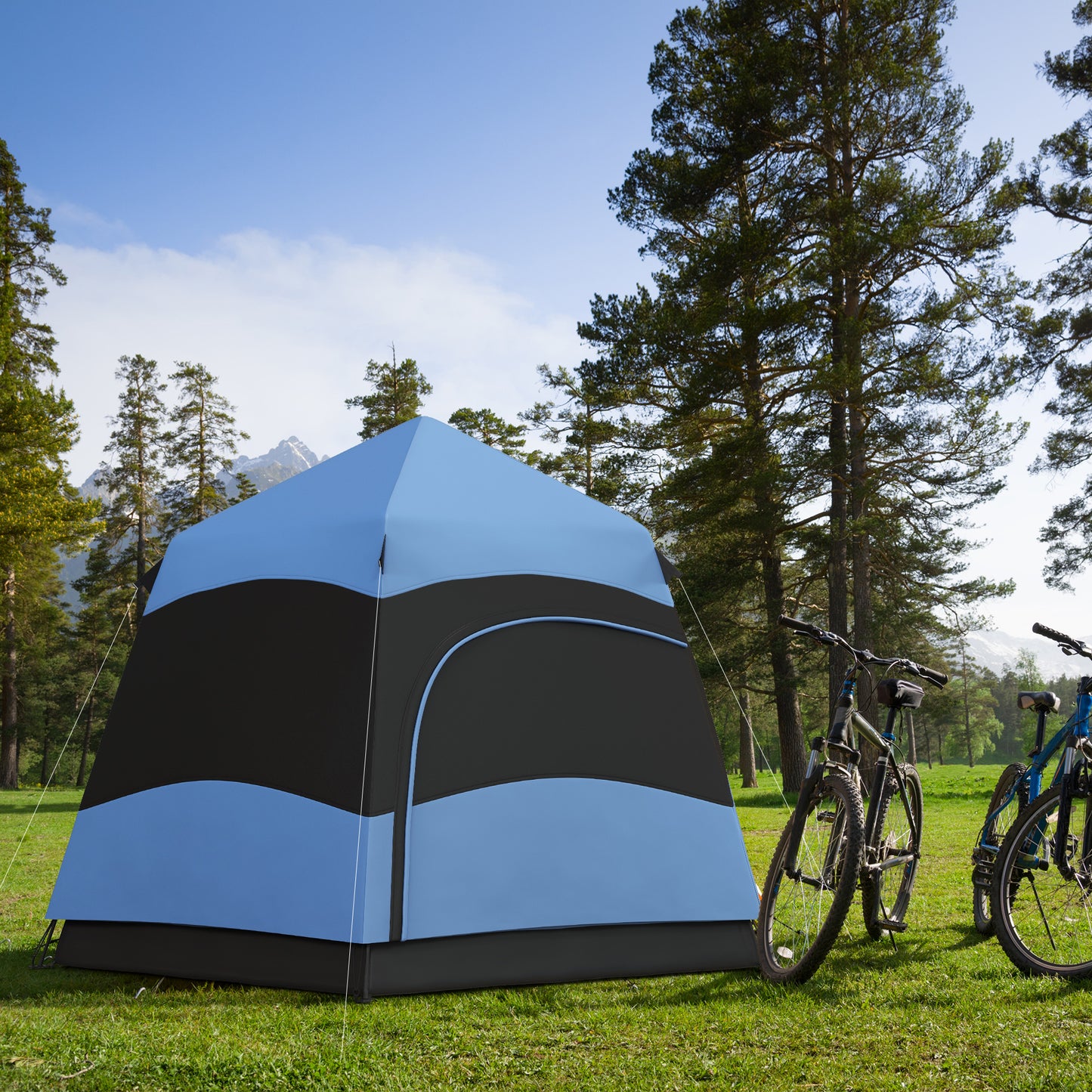 Outsunny Six Man Hexagon Camping Tent with Hang Hook and Carry Bag