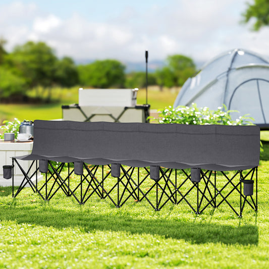 Outsunny 6 Seater Folding Camping Chair with Cup Holder & Carry Bag