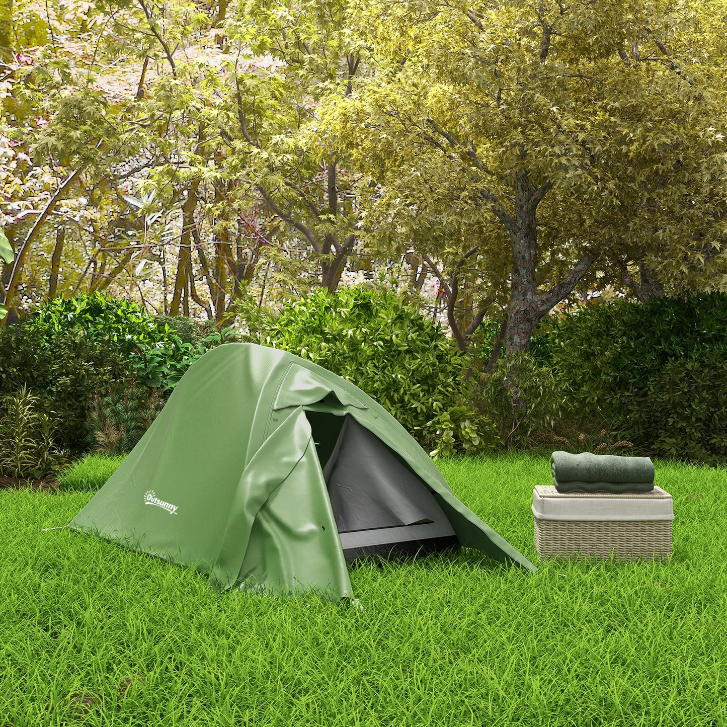 Outsunny Double Layer Camping Tent, 1-2 Man Backpacking Tent with Carry Bag, 2000mm Waterproof and Lightweight