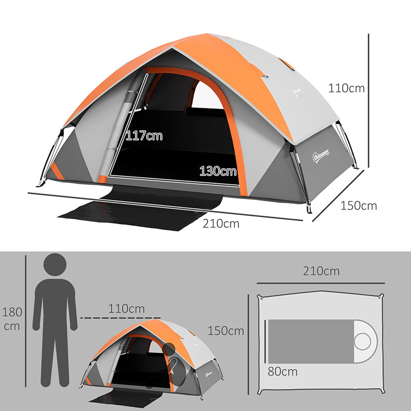 Outsunny Two Man Single Room Dome Tent, with Accessories